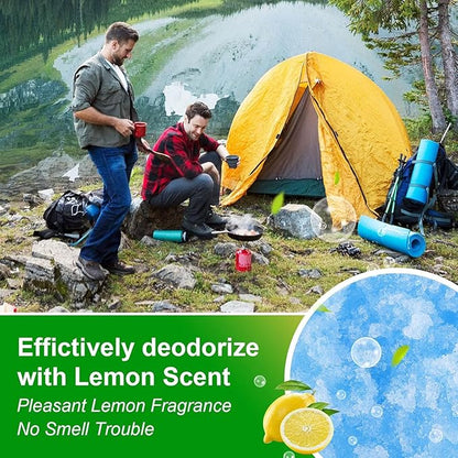 Portable Toilet Absorbent Gel Powder, Poo Gel for Camping Toilet Powder, Poo Urine Powder for Potty Bags, Poo Deodorizing Treatment for Outdoor Camping Hiking Emergency Toilet (100Pack)