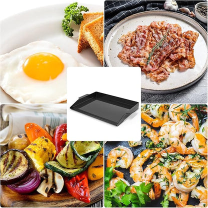 Onlyfire Universal Enamelled Cast Iron Cooking Griddle, Nonstick Coating Griddle Flat Top Grill Plate with extra high sidewalls for All Gas Grills and 4 Burner Range Oven, 23" x 16"