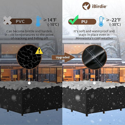 iBirdie Outdoor Patio Furniture Set Covers 74 x 47 inch Waterproof Weatherproof Rectangular Cover, Heavy Duty 600D for Outside Dining Table and Chairs fit 73 x 46, 72 x 45