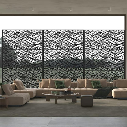 72" H×47" W Metal Privacy Screen, Outdoor Indoor Privacy Screens with Stand Panels, Free Standing Decorative Privacy Screen for Patio