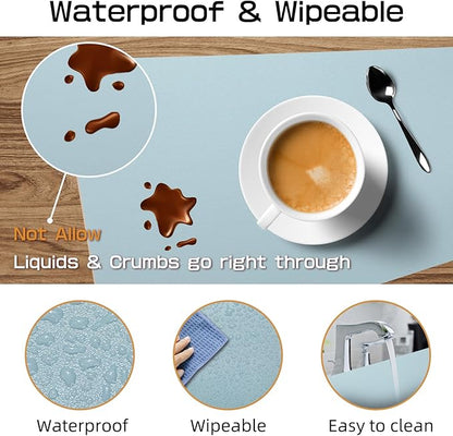 Faux Leather Waterproof Placemats Set of 8-Heat Resistant Non Slip and Scratch Resistant, Washable Indoor and Outdoor Dining Room Placemats for Kitchen, Dining Room and Patio Table Decoration