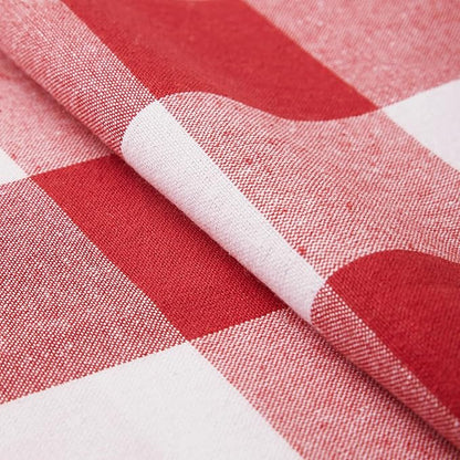 Encasa XO Cotton Dining Table Runner | Buffalo Red Checks | Size 13x36 in - Machine Washable & Durable