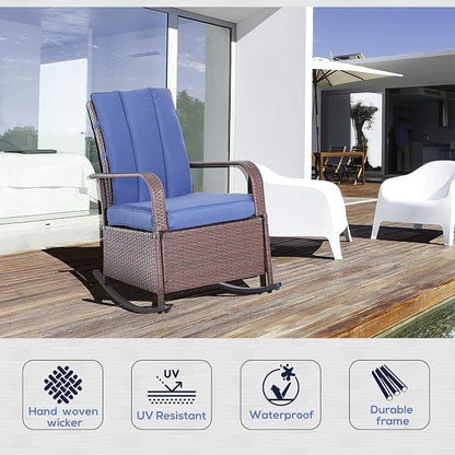 Outsunny Wicker Outdoor Rocking Chair, Patio Recliner - Image 4