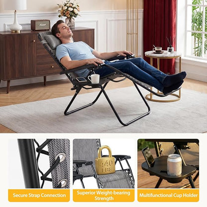 NEWBULIG Zero Gravity Chairs Set of 4, Folding Lounge Recliner Chair | Portable - Image 4
