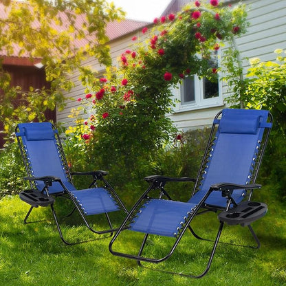 Nazhura Set of 2 Relaxing Recliners Patio Chairs Adjustable Steel Mesh Zero - Image 2