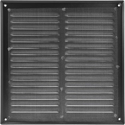 Square Ventilation Grille / 10" x 10" Inch Inside Measurement/Black Metal Air Vent Louver - Inside/Outside use / 11.6" x 11.6" Inch Outer Measurement