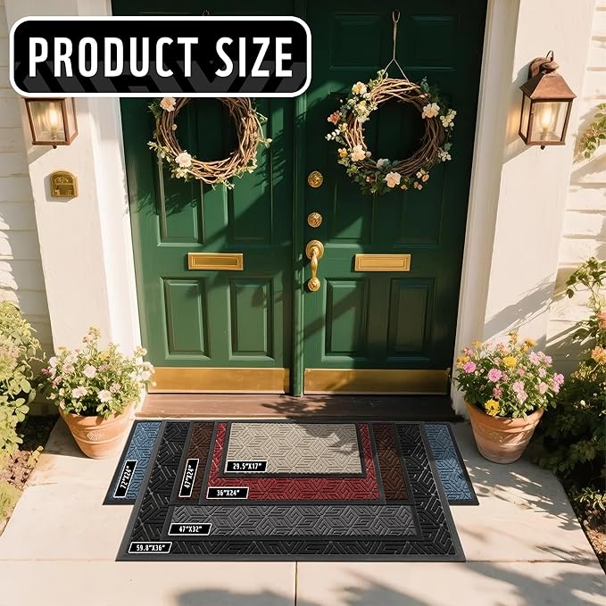 Yimobra Doormat Outdoor Entrance 29.5x17, All-Weather Waterproof Outdoor Mats for Front Door, Non Slip Welcome Door Mat for Patio Proch Outside Entryway Indoor, Pale Khaki