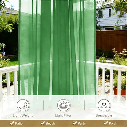 Outdoor Sheer Curtains for Patio Waterproof, 2 Panels Rod Pocket Indoor/Outdoor - Image 5