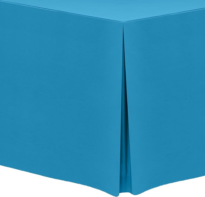 Ultimate Textile -10 Pack- 5 ft. Fitted Polyester Tablecloth - Fits 30 x 60-Inch Banquet and Folding Rectangular Tables - 42" H, Cobalt Blue