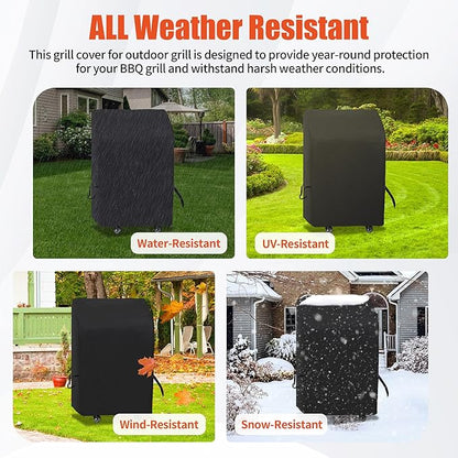 iCOVER Small Grill Cover - 30 inch Two Burner BBQ Gas Grills Covers 600D Heavy Duty Waterproof, Fits Weber/Char-Broil/Brinkmann/Nexgrill/Jenn Air/Pit Boss 3 Series with Collapsed Side Tables