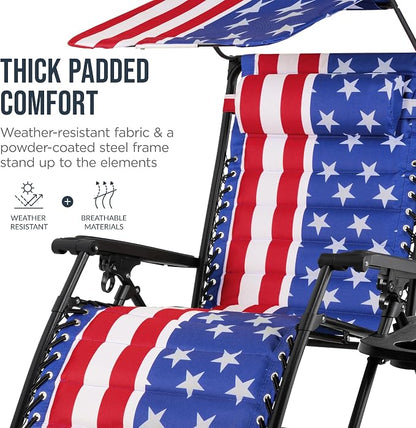 Best Choice Products Oversized Padded Zero Gravity Chair w/Canopy Headrest Cup - Image 6