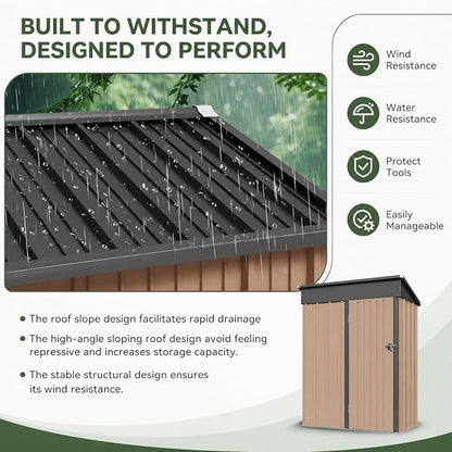 Aoxun 5x3 FT Shed Outdoor Waterproof Storage Shed | Metal Garden Shed - Image 3