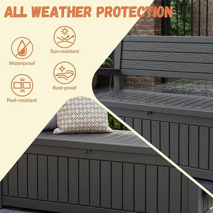 100 Gallon Outdoor Storage Bench, Lockable Patio Storage Bench, - Image 4