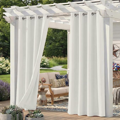 Set of 6 Outdoor Curtains for Patio Waterproof, Breathable Grommet Panels for by Sunshelf