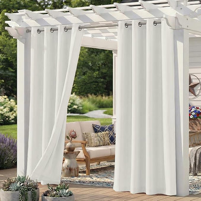Set of 6 Outdoor Curtains for Patio Waterproof, Breathable Grommet Panels for by Sunshelf