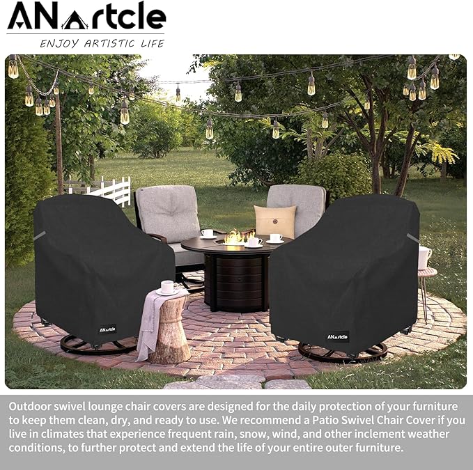 Swivel Patio Chair Cover 4 Pack,600D Waterproof Heavy Duty Outdoor Chair Cover(30 W x 34 D x 36 H inches),Patio Furniture Covers,Outdoor Furniture Covers Waterproof,Black