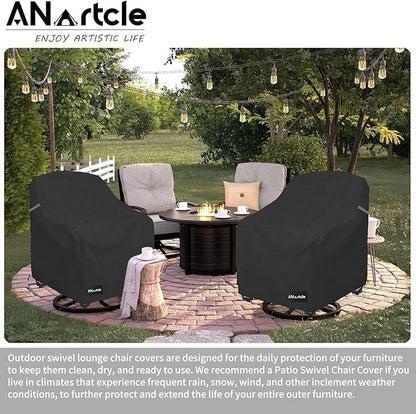 Swivel Patio Chair Cover 4 Pack,600D Waterproof Heavy Duty Outdoor Chair Cover(33 W x 35 D x 36 H inches),Patio Furniture Covers,Outdoor Furniture Covers Waterproof,Black