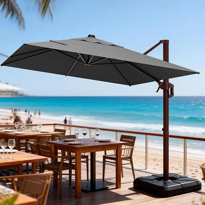 9' X 12' Cantilever Patio Umbrella Rectangle Outdoor Umbrella, 6-Level Tilt & by ORYNTREX
