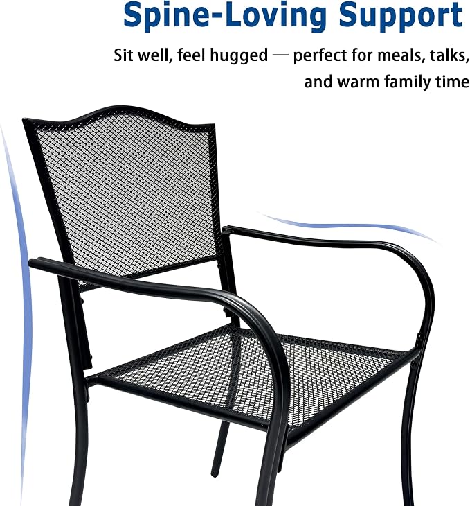 Patio Dining Chairs Set of 2, Metal Mesh Patio Furniture Set - Image 3