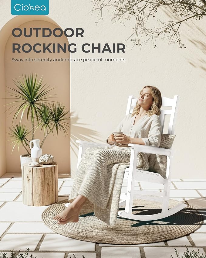 Oversized Outdoor Rocking Chair, High Back Patio Rocker - Image 4