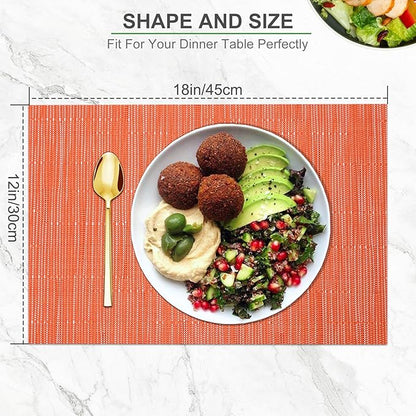 BETEAM Placemats Set of 4, Woven Vinyl Placemat for Dining Table Washable Wipeable Kitchen Place Mats Durable Indoor Outdoor Table Mats