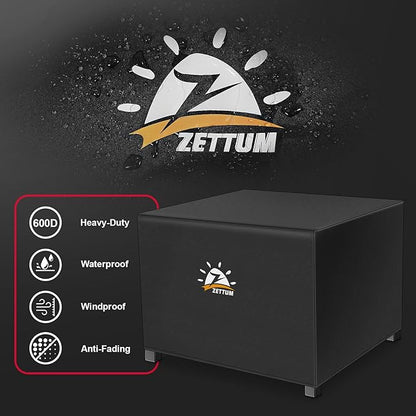 Zettum Fire Pit Cover Square 50 Inch - Outdoor Firepit Cover Heavy Duty & Waterproof, 600D Patio Fire Table Cover Large Gas Fire Pit Accessories Fade & Weather Resistant - 50 x 50 x 24 Inch