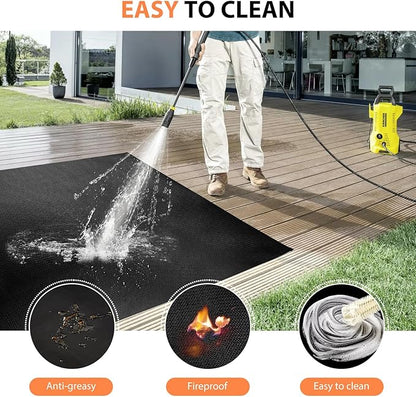 Under Grill Mats for Outdoor Blackstone Griddle - 36 X 48 inch Easy to Clean Reusable Grill Mat for Deck and Patio, Indoor Fireplace Mat Fire Pit Mat, Fireproof, Waterproof and Oil Proof