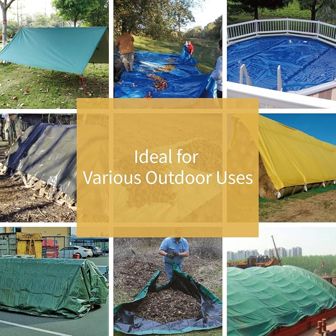 GUARD SHIELD Heavy Duty Tarp 10x12 Feet Green Multi Purpose Thick Waterproof Poly Tarp Cover 10mil