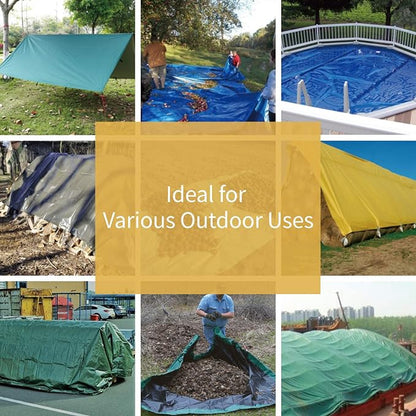 GUARD SHIELD Heavy Duty Tarp 16x20 Feet Green Multi Purpose Thick Waterproof Poly Tarp Cover 10mil