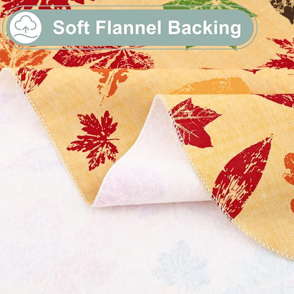 misaya Rectangle Waterproof Vinyl Table Cloth, Wipeable Tablecloth with Flannel Backing, Plastic Table Cover for Fall, Thanksgiving (Colored Leaves, 60" x 84")