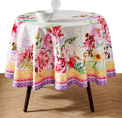 Maison d'Hermine Premium Table Cloth Round Table 100% Cotton 70 Inches Tablecloth Reusable Decorative Everyday Use for Dining Room, Farmhouse, Home, Party, Festive & Wedding - Summer Joy