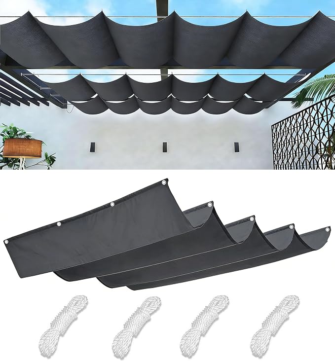 Retractable Wave Sun Shade Sail Waterproof 8' x 11' Sun Shade by WoaceSunShadeSail