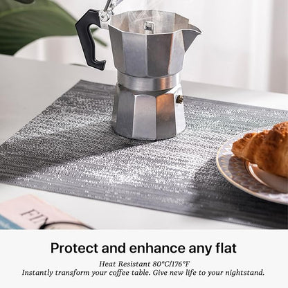 LEXMORE Placemats Vinyl/Plastic Woven Place Mats for Kitchen Table Indoor/Outdoor Washable Placemat Wipeable Dining Table Mats Set of 8(Ombre Gray)