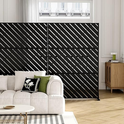 Casaphoria 72" H x 47" W Metal Outdoor Privacy Screen, Freestanding Decorative Divider for Patio, Deck, Balcony, and Garden with Stable Base, Black Bernard