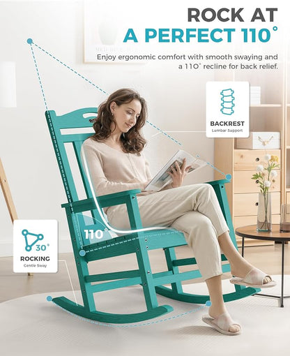 Oversized Outdoor Rocking Chairs Set of 3, 380lbs Heavy-Duty Large Patio Rocker - Image 5