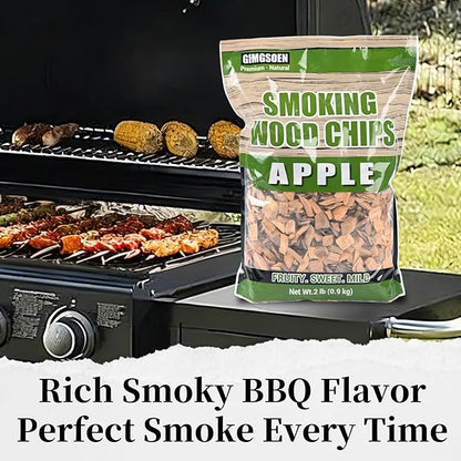 Smoking Wood Chips Variety Pack, 3 Flavors (Oak, Hickory, Apple), 2 lbs × 3 — All-Natural BBQ Smoking Chips for Smoker Box, Electric Smokers, Pellet & Charcoal Grills