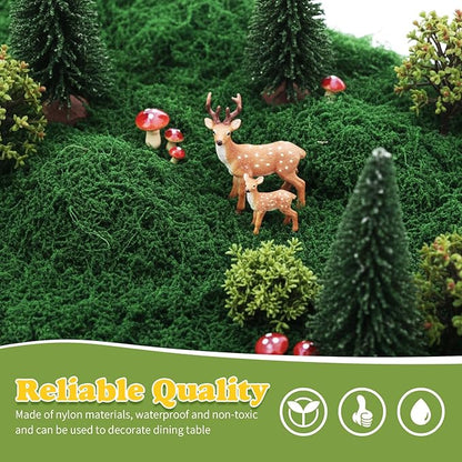 Zeyune 1 Pcs Fake Moss Table Runner for Crafts 12'' x 71'' Artificial Moss Sheet Roll Waterproof Carpet Blanket for Wall Roof Garden Wedding Birthday Party Table Decoration(Dark Green)
