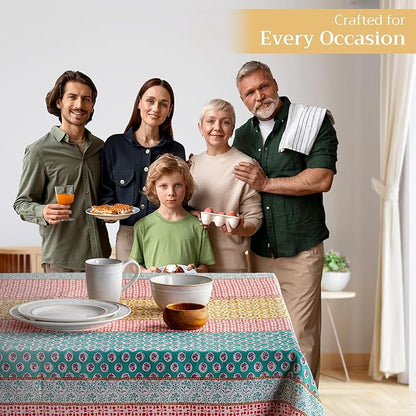Maison d' Hermine Table Cloth Square Table 100% Cotton 60 x 60 Inches Tablecloth Reusable Decorative Everyday Use for Dining Room, Farmhouse, Home, Party, Festive & Wedding Spring Summer - Provence