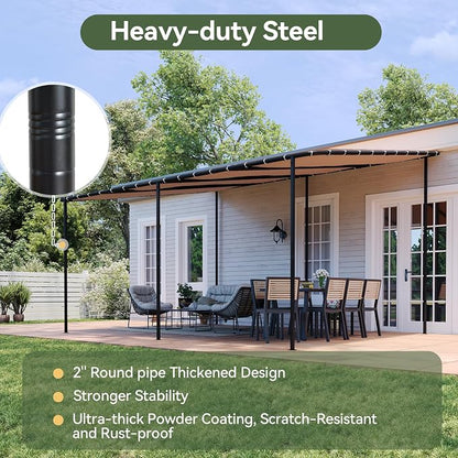 Aoxun 16x12 Lean-to Gazebo, Sloped Pergola Porch Canopy Awning - Image 4