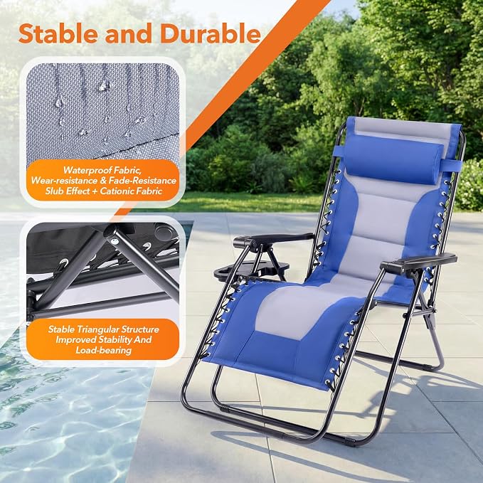 Sweetcrispy Zero Gravity Chairs, Foldable Patio Reclining Chairs - Image 6