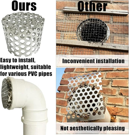 PVC Vent Termination Cap, 2.37" Furnace & Roof Vent Cover Stainless Steel, Conical PVC Fittings, for 2.07" to 2.37" Inner Diameter Vent Pipe, Air Intake, Air Exhaust and Water Drains Pipe