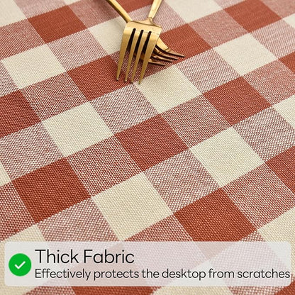 Gingham Table Cloth for Rectangle Tables Orange Checkered Plaid Tablecloth Heavy Duty Cotton Blend Washable & Wrinkle Table Cover for Outdoor Kitchen Dining Picnic Camping (52x98 Inch)