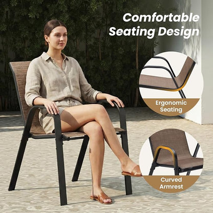 Stackable Outdoor Dining Chairs Set of 4, Textilene Patio Chairs - Image 8