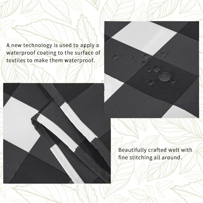 Fabric Checkered Table Runner 12 Pack Waterproof Gingham Table Runner 14W x 108L Buffalo Check Table Runners for Parties Kitchen Dining Wedding Banquet (Black and White)