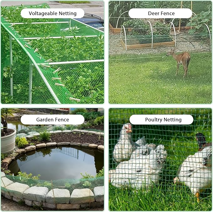 Garden Temporary Safety Fence, 5'x100' Roll with 50 Zip Ties, Resuable Plastic Mesh Fence for Garden Fencing, Construction, Snow Fencing, Animal Barrier, Poultry, Deer, Patio, Green