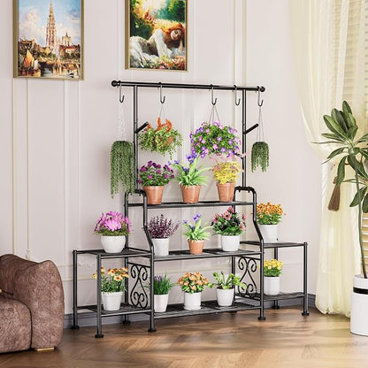 GIOTORENT 3-Tier Tall Metal Plant Stand Indoor Outdoor - Image 4