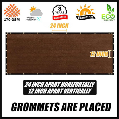 Royal Shade Custom Size 4' x 92' Brown Fence Privacy Screen Windscreen Cover Netting Mesh Fabric Cloth - Cable Zip Ties Included (We Make Custom Size)
