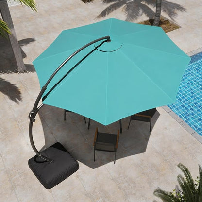 Outdoor Patio Umbrella with Base, 11 FT Deluxe Curvy Cantilever Umbrella Heavy - Image 2