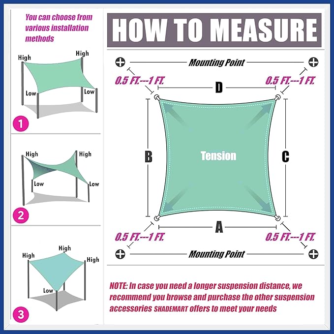 17' x 20' Grey Sun Shade Sail Rectangle SMSLR Canopy Fabric Cloth Screen - Image 6