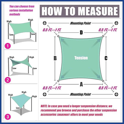 18' x 21' Black Sun Shade Sail Rectangle SMSLR Canopy Fabric Cloth Screen - Image 6